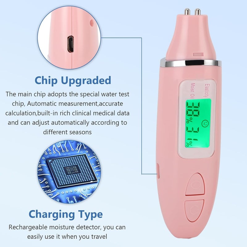 Semme Skin Hydration Tester, Analyzer Machine Professional, Digital Skin Oil Sensor, Analyzer Tester Water Oil Monitor LCD Display Monitoring Meter for Face and Body - Image 5
